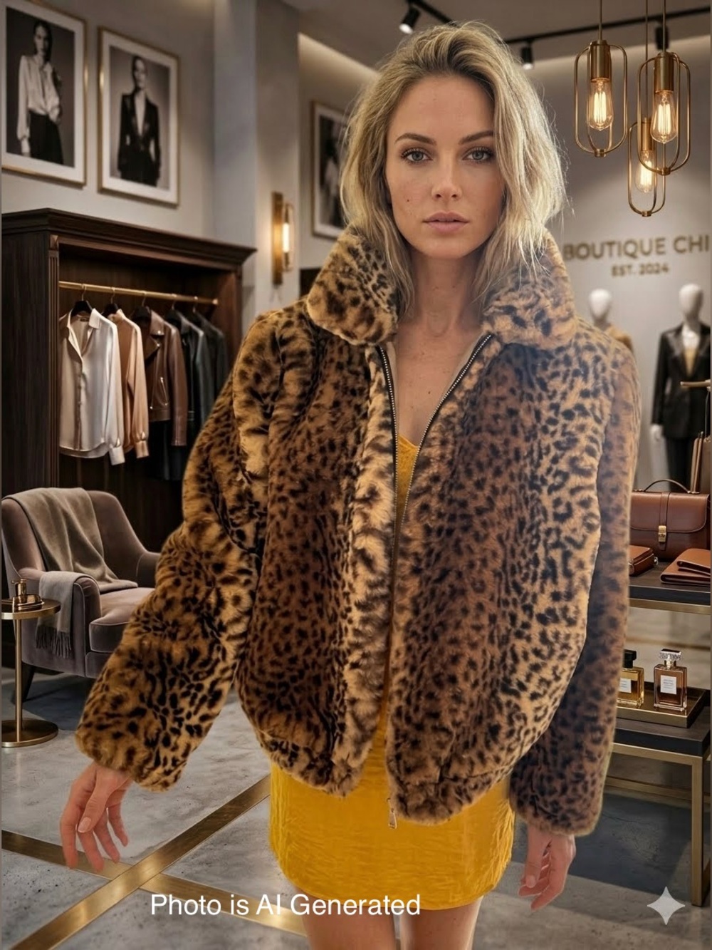 The Limited Vintage Faux Fur Leopard Bomber Size 8